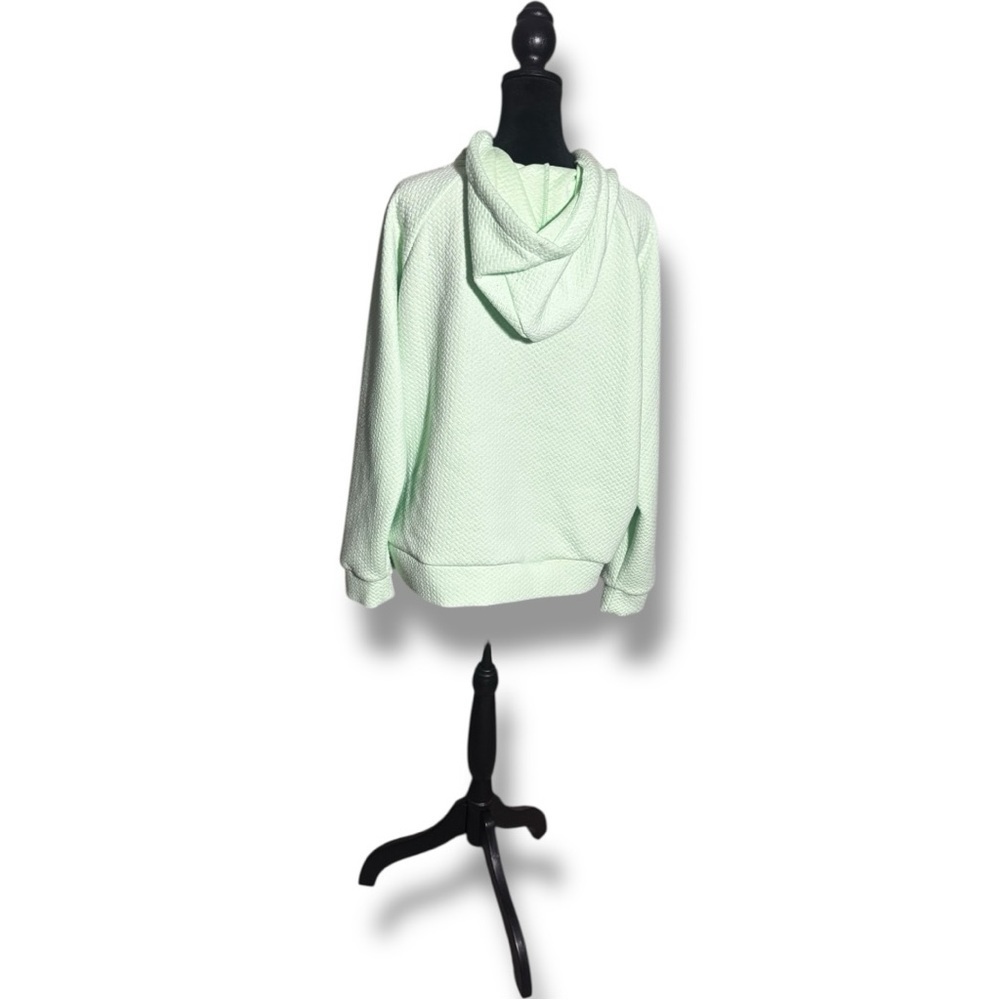 Lively Mint Green Quilted Long Sleeve Lightweight Front Pocket Hooded Sweatshirt - Picture 5 of 15